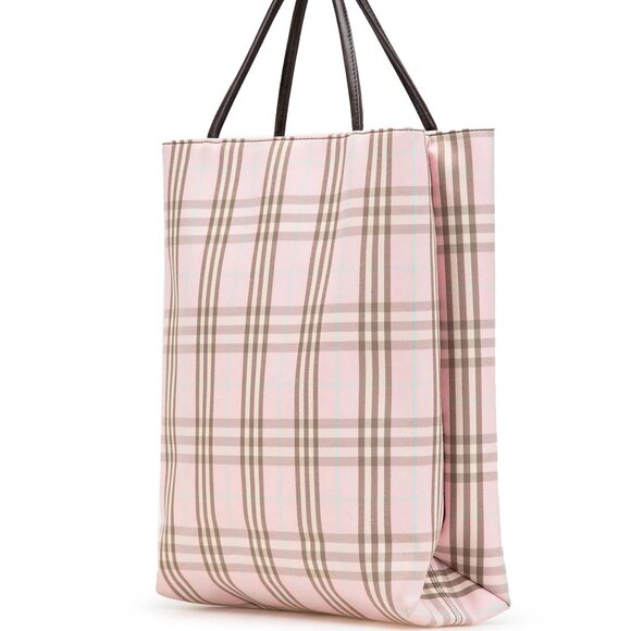 Authentic BURBERRY Pink 2000-2017 House Nova Check Cotton tote bag - Vintage - Picture 11 of 11